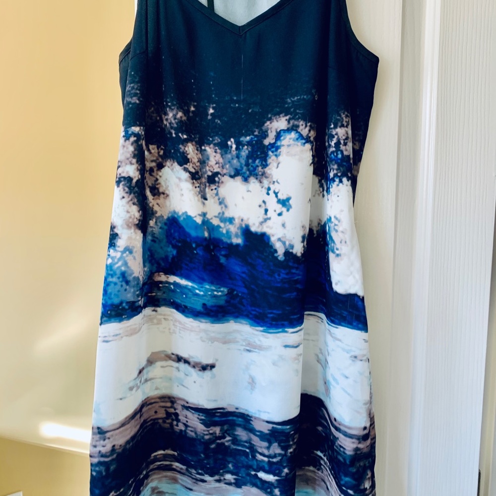 Tye-dye blue shaded cocktail dress